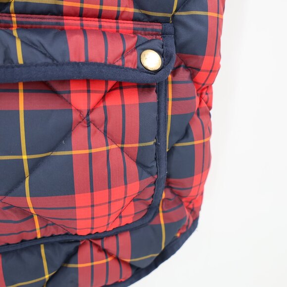 J Crew Down Vest womens PS Full Zip Quilted red black plaid puffer petite small - Picture 3 of 10